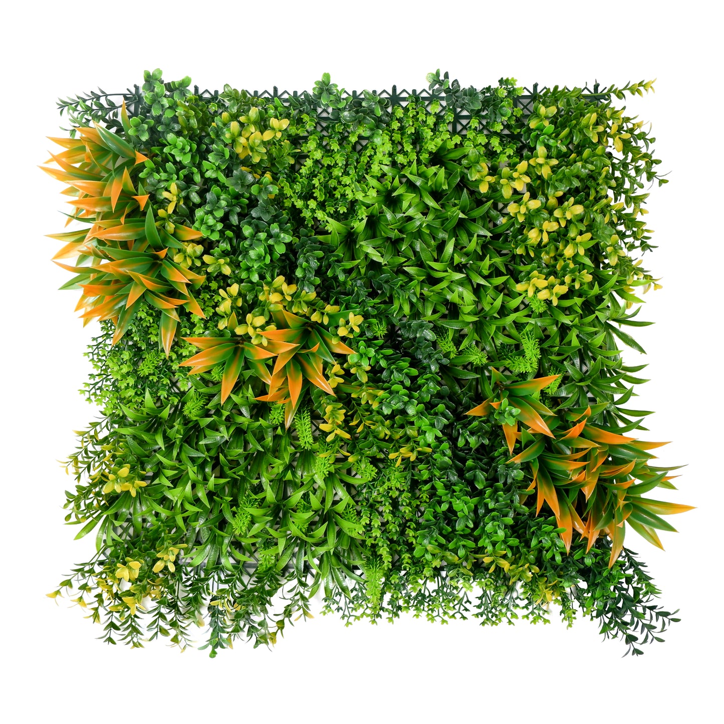 Amber Tips Artificial Green Wall Panel – Orange Accents and Dense Greenery