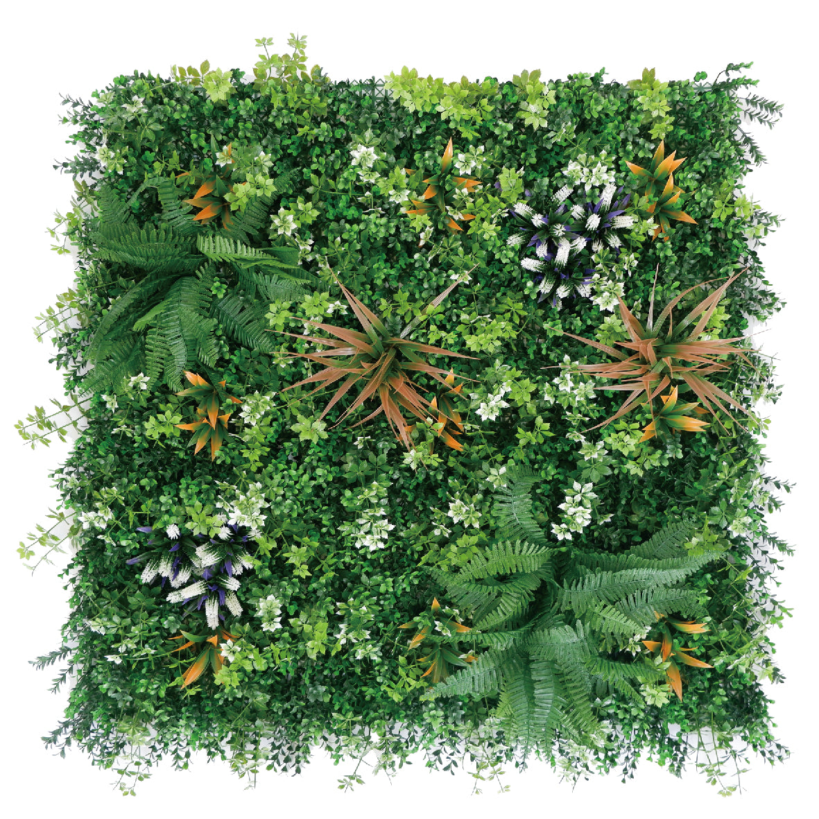 Spring Bloom Artificial Green Wall Panel – Mixed Fern and Floral Blend