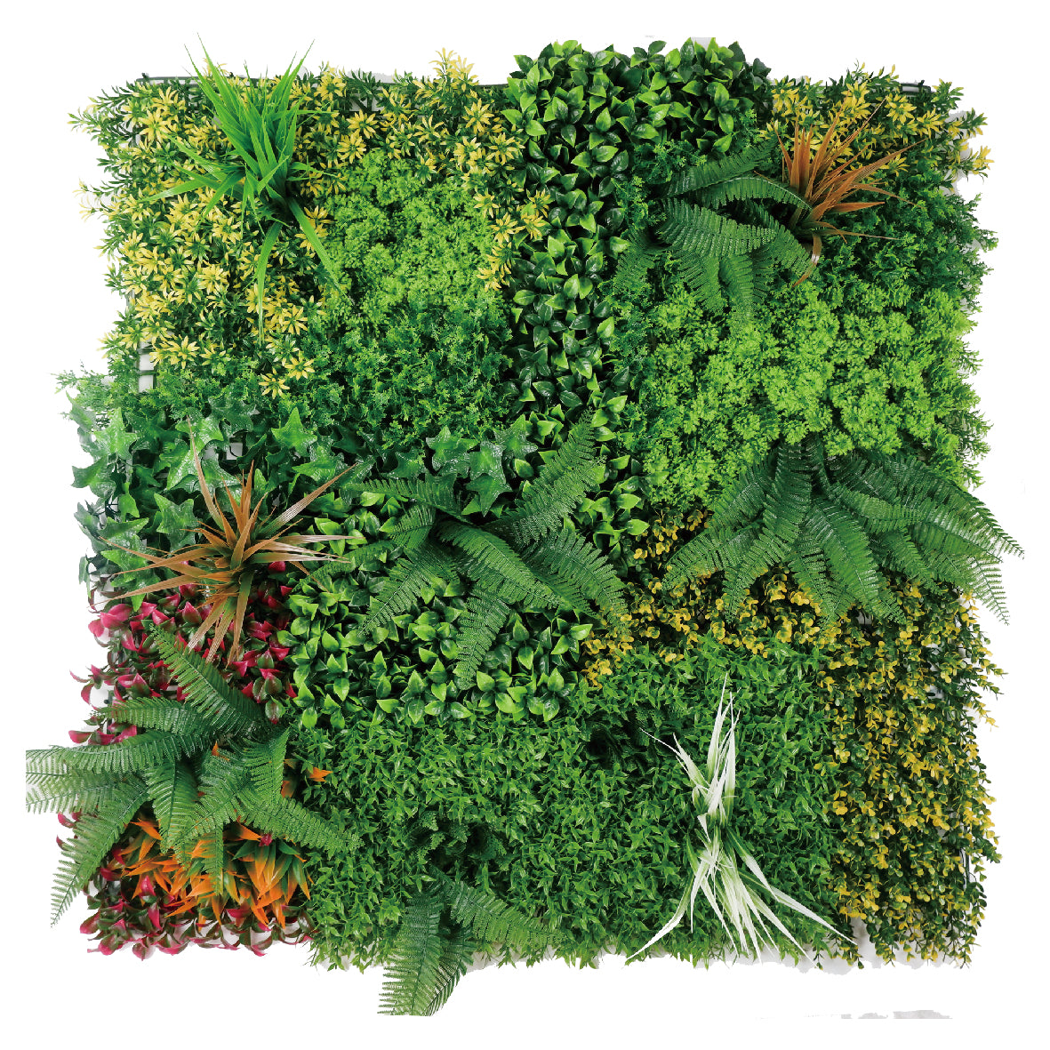 Bloom Harmony Artificial Green Wall Panel – Layered Ferns and Rustic Colors