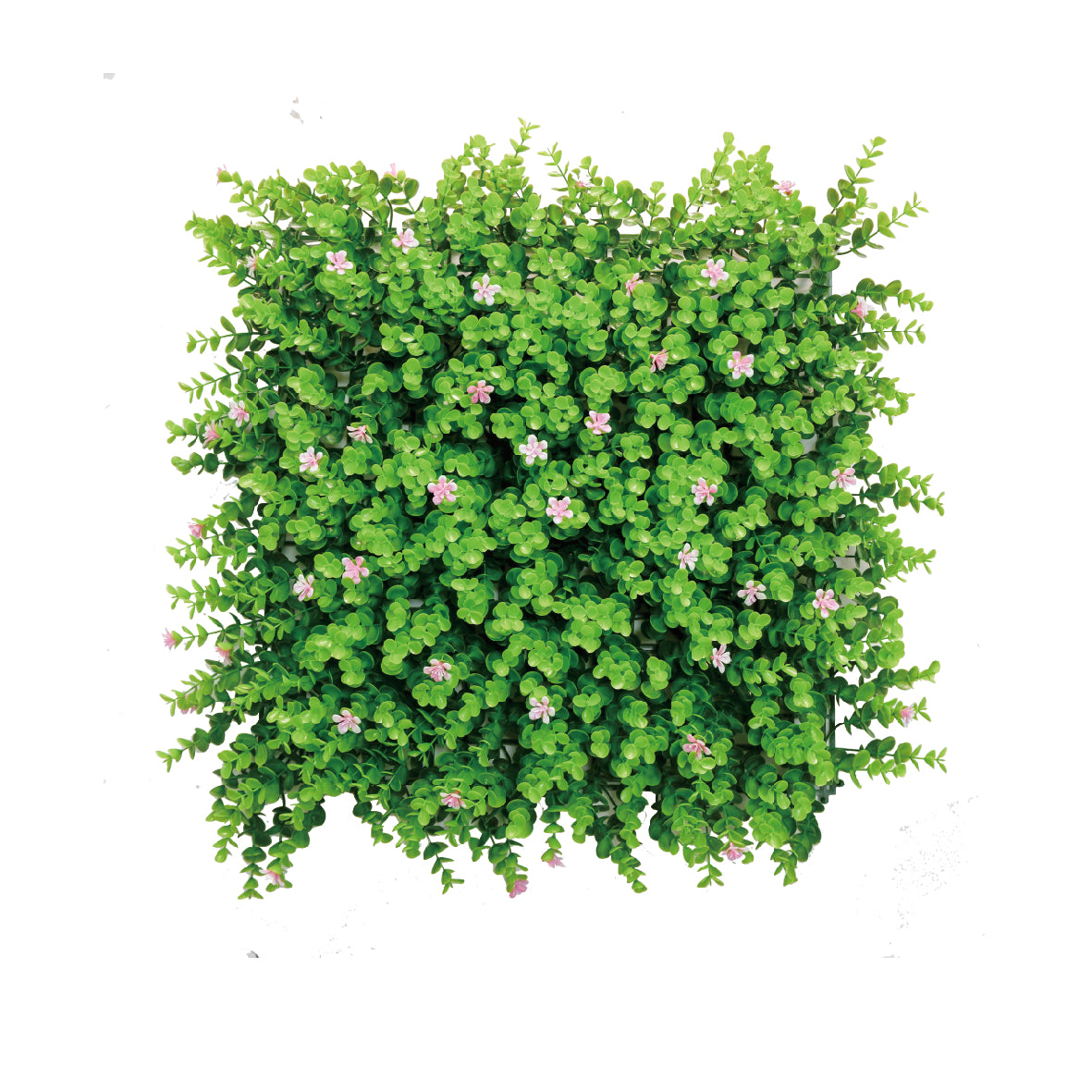 Meadow Charm Artificial Green Wall Panel – Bright Green Leaves with Tiny Purple Flowers