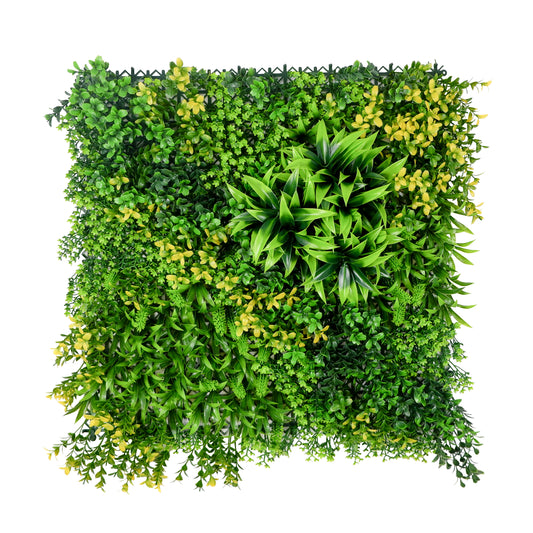 Jade Grove Artificial Green Wall Panel – Layered Leaves and Golden Touch