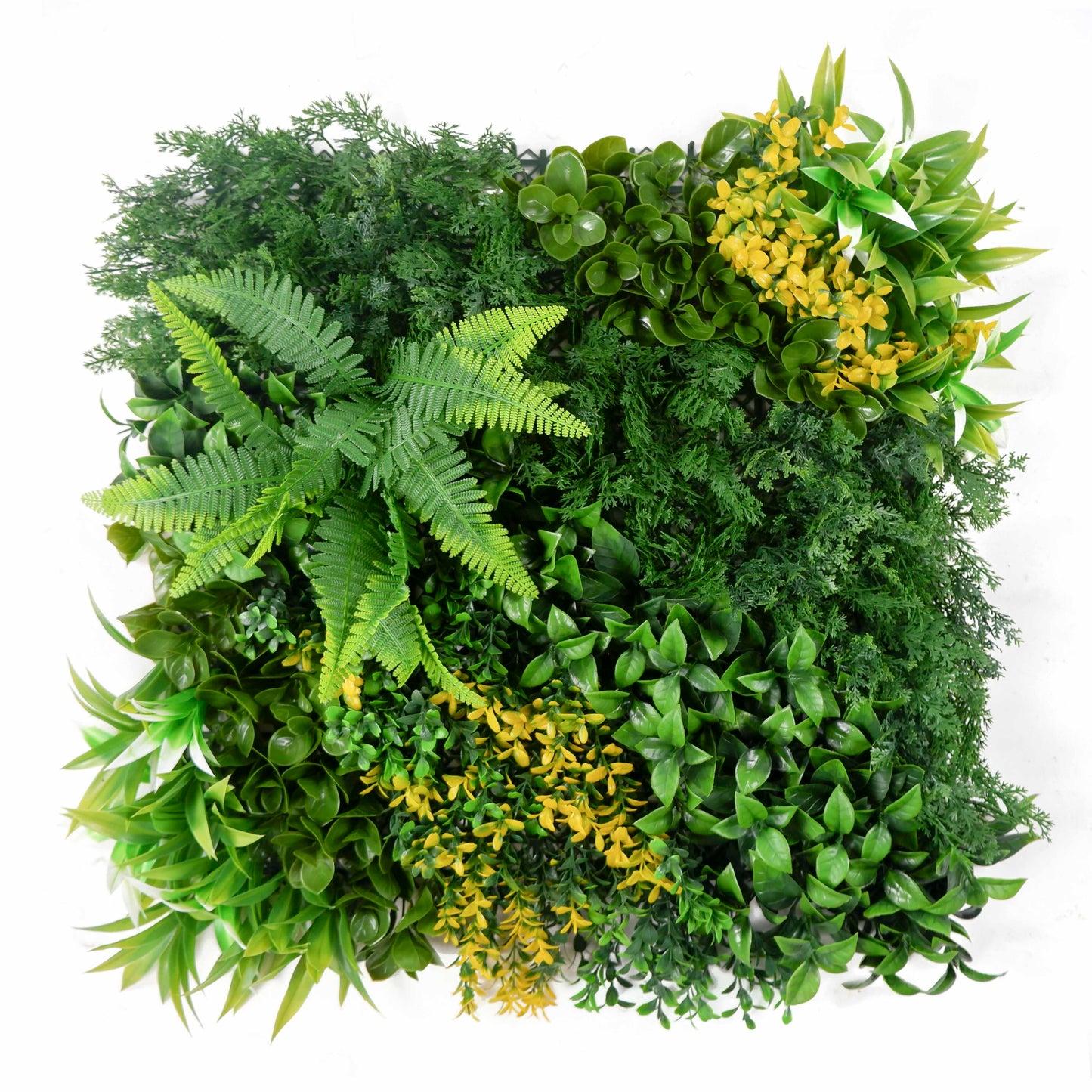 Forest Charm Artificial Green Wall Panel – Fern and Yellow Sprigs