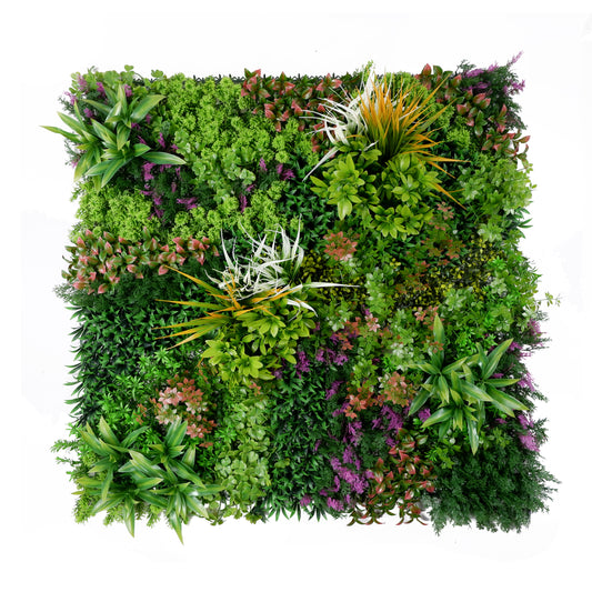 Spring Melody Artificial Green Wall Panel – Lavender Hues and Tropical Highlights