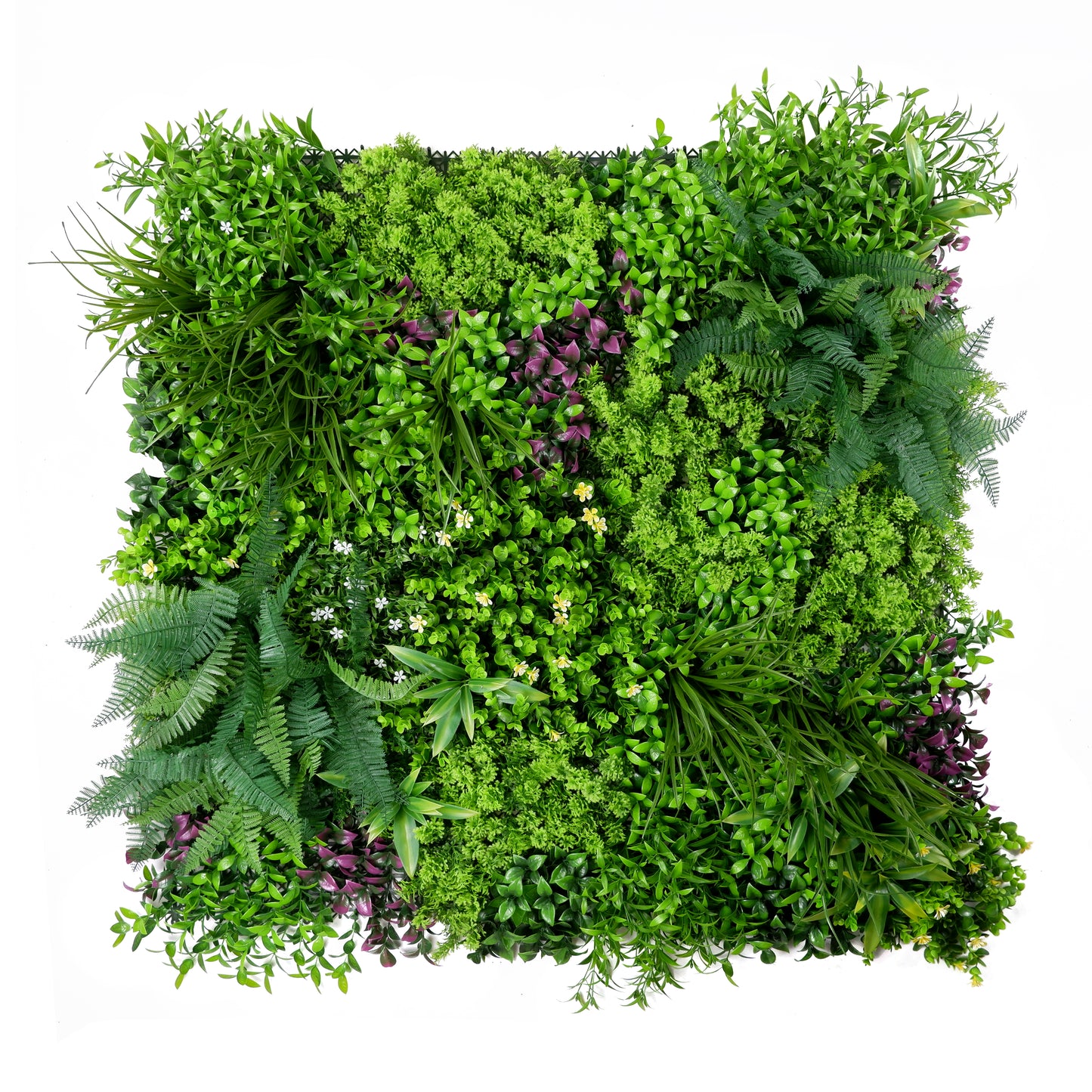 Early Bloom Artificial Green Wall Panel – Fern and Violet Accent