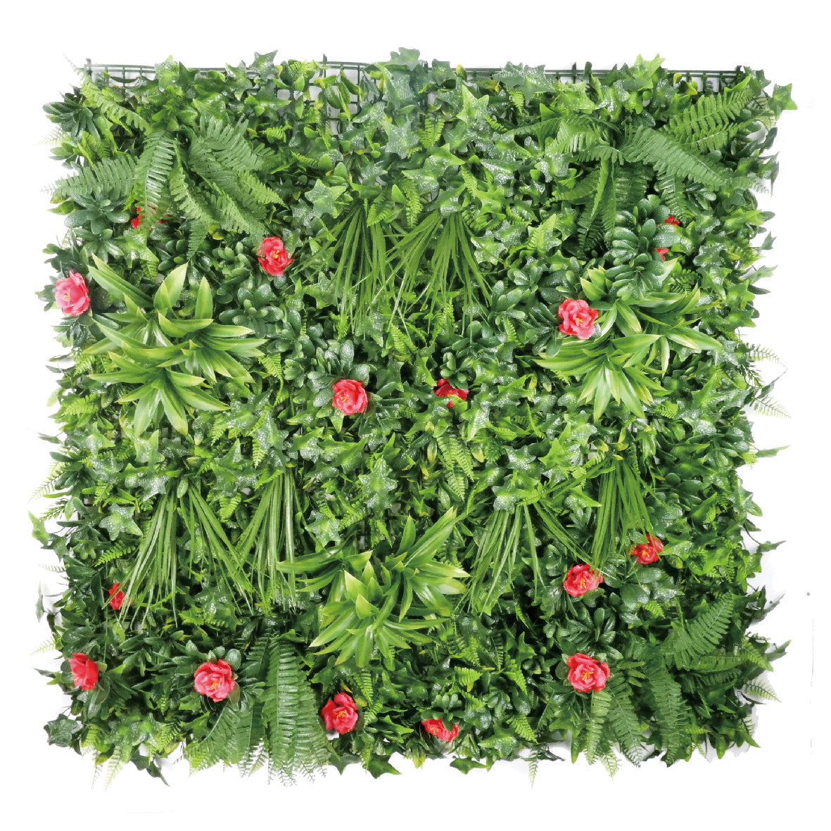 Rosy Bloom Artificial Green Wall Panel – Fern & Rose Accent